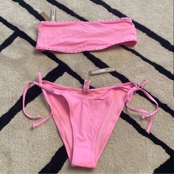 SKIMS Other - NWT! Skims Rhinestone Swim Bandeau Bikini Top & Recycled Swim
Dippy Tie